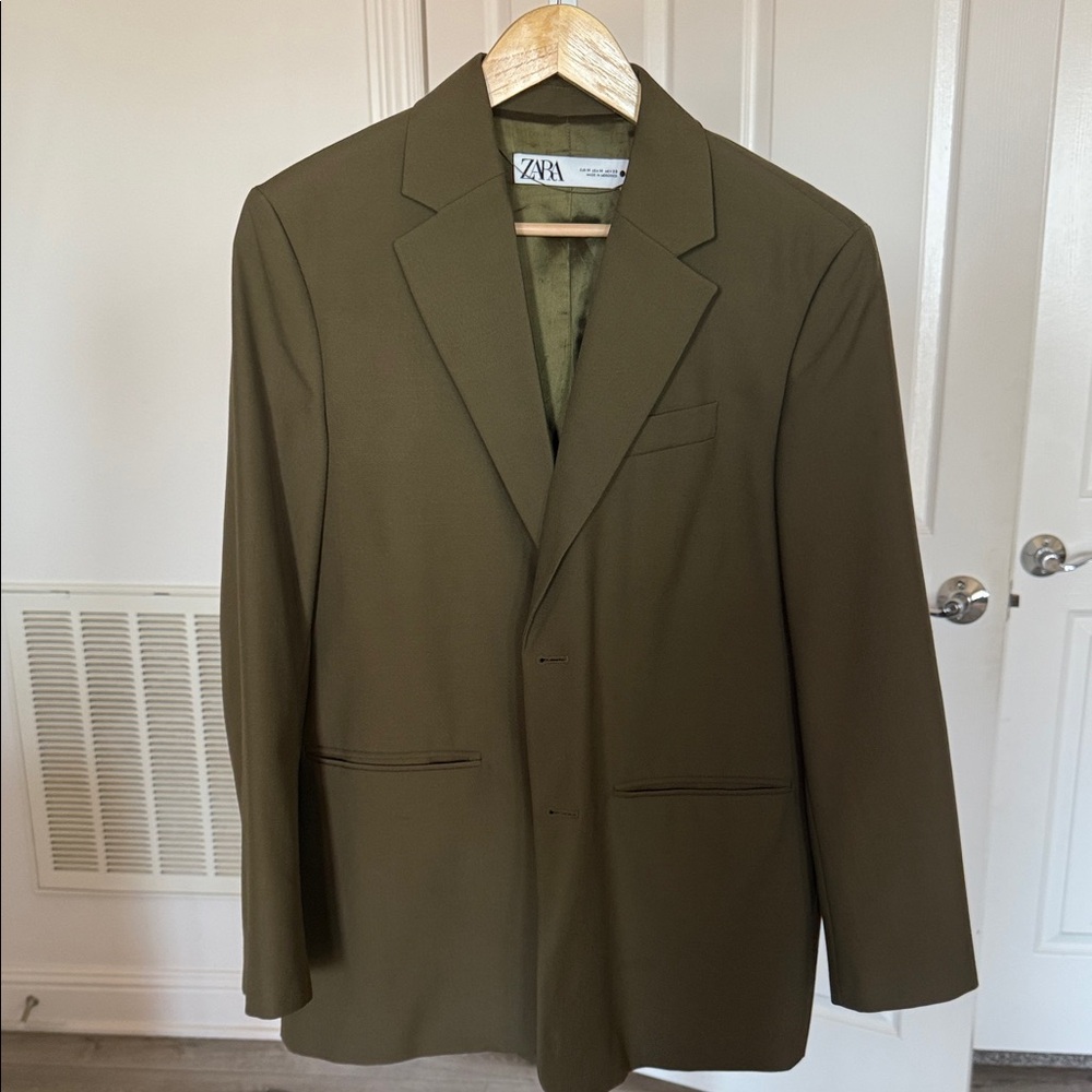 Zara Khaki Green Suit Jacket